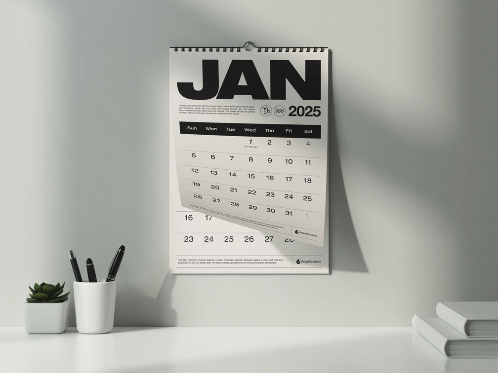 Calendar Wall Mockup Front View Preview 1