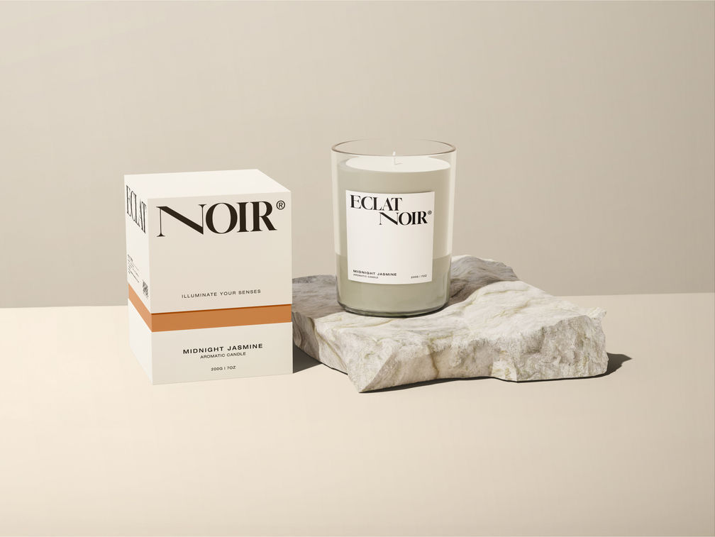 Candle Jar With Stone Mockup Half Side View Preview 1
