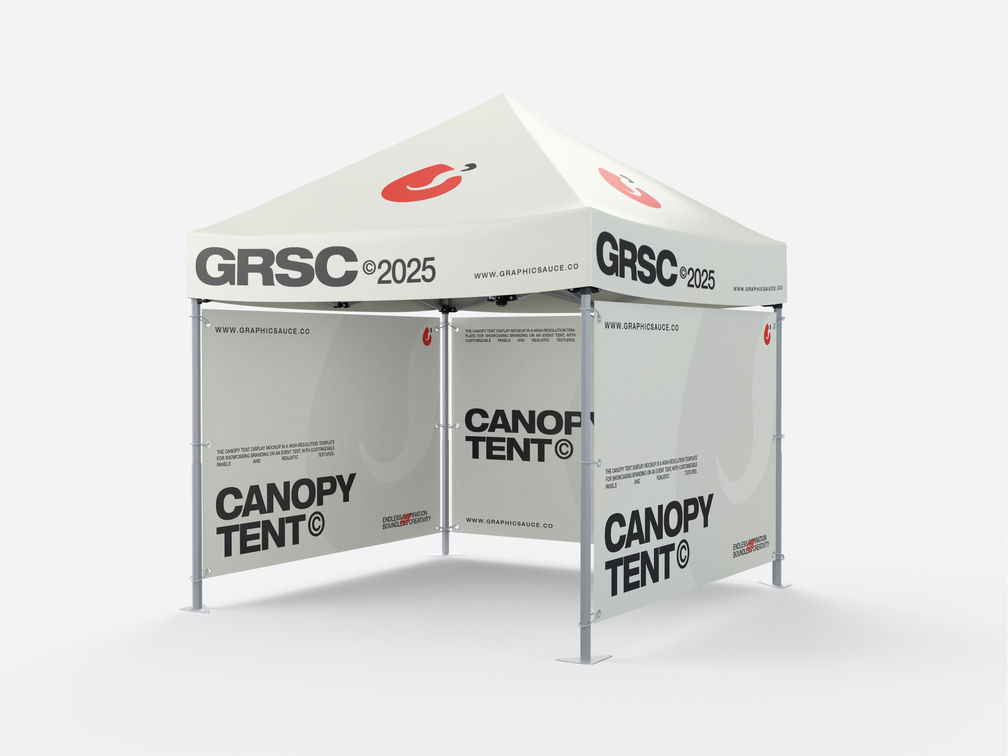Canopy Tent Display Mockup Half Side View Preview 1
