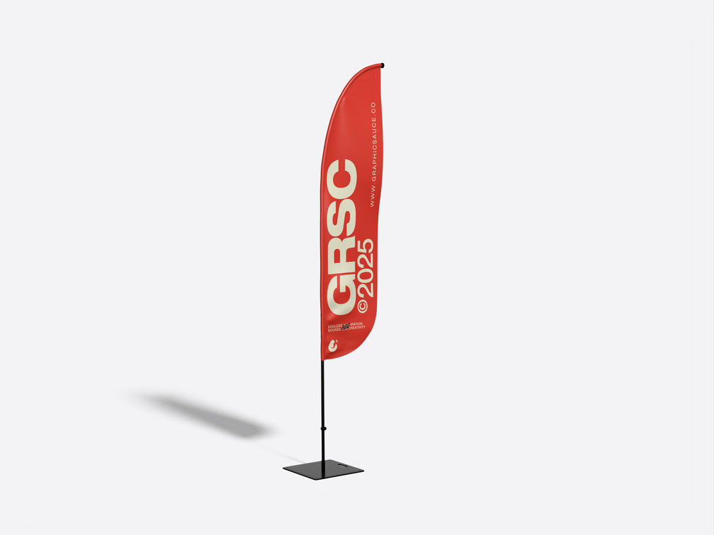 Convex Flag Mockup Half Side View Preview 1