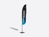 Convex Flag Mockup Half Side View Preview 3