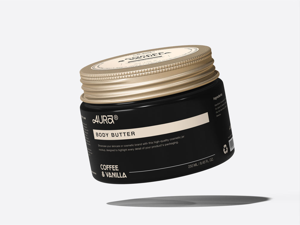 Cosmetic Jar Mockup Flying View Preview 1