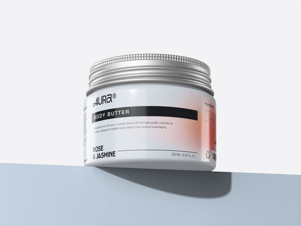 Cosmetic Jar Mockup Low Angle View Preview 1
