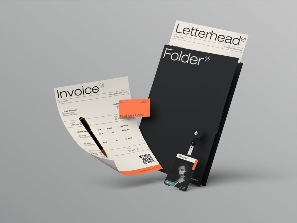 Document Folder Id Card With Pen Mockup Flying View Preview 1
