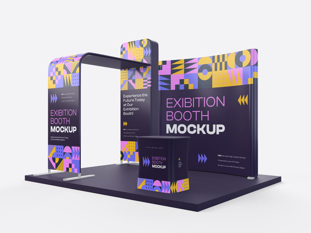 Exhibition Stand Booth Mockup Half Side View Preview 1