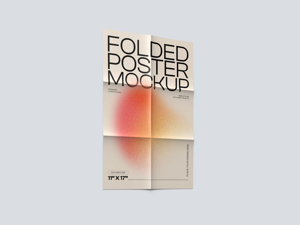 Folded Poster Mockup Half Side View Preview 1
