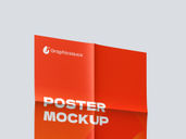 Folded Poster Mockup Half Side View Preview 3