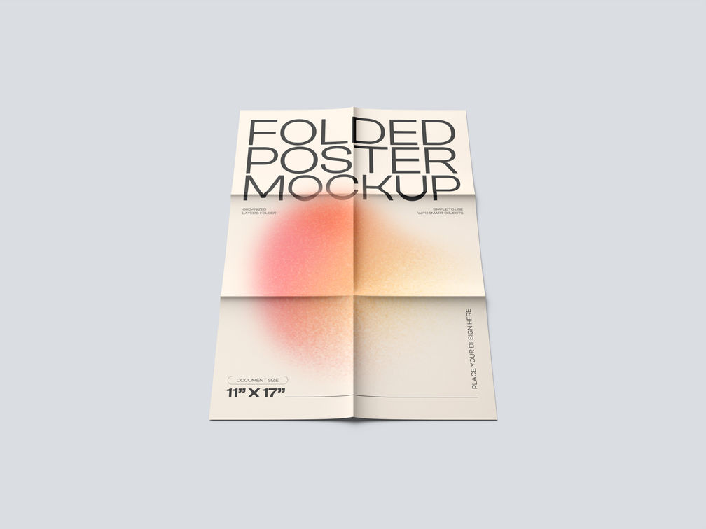 Folded Poster Mockup Low Angle View Preview 1