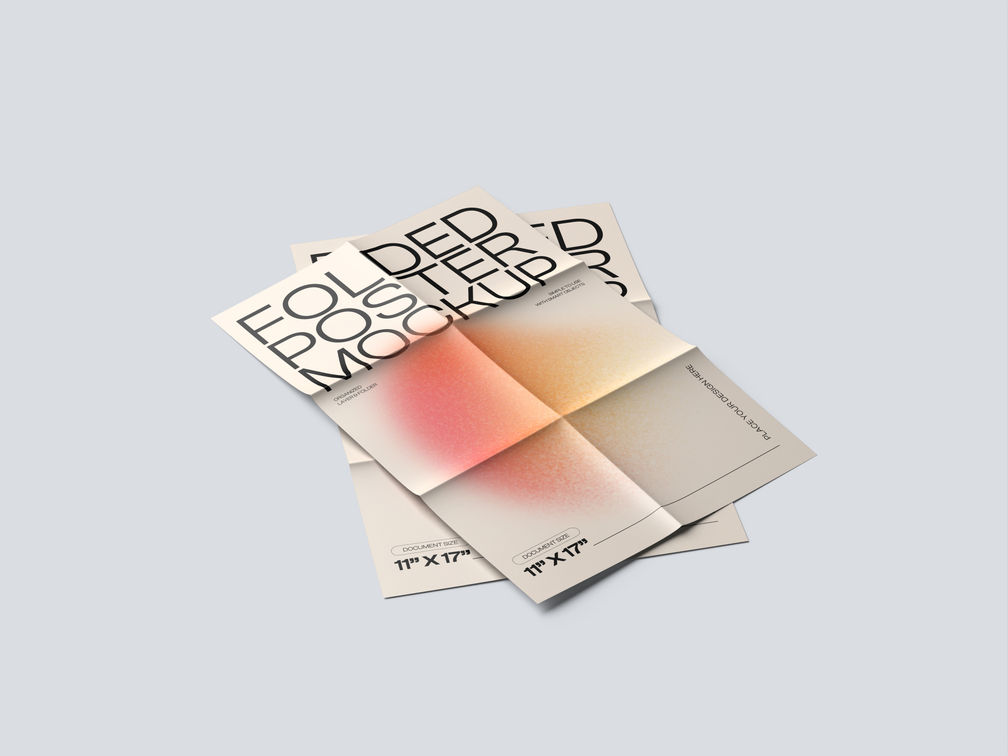 Folded Poster Mockup Stack It View Preview 1