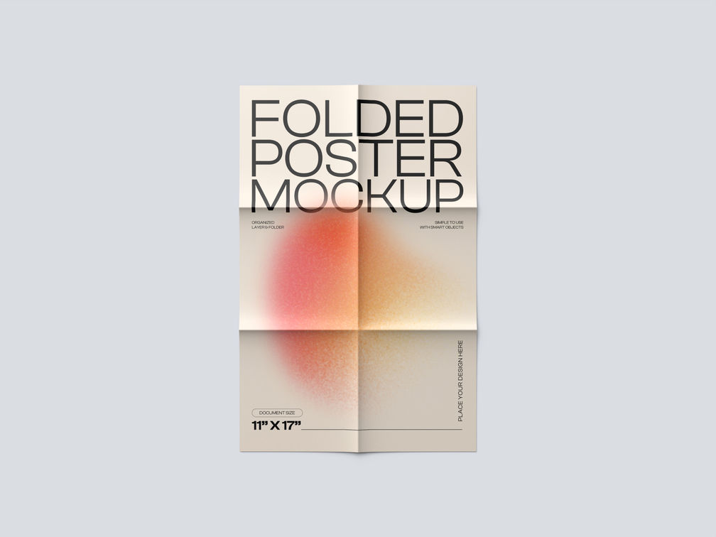 Folded Poster Mockup Top View Preview 1