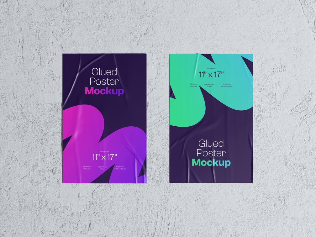 Glued Poster Mockup Front View Preview 1
