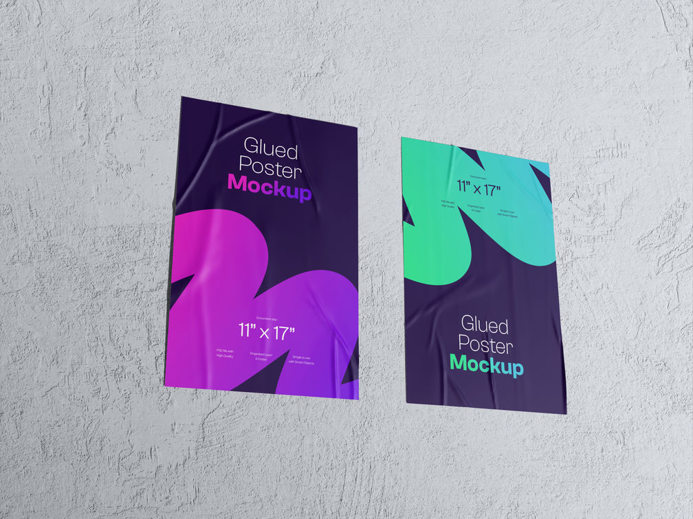 Glued Poster Mockup Low Angle View Preview 1