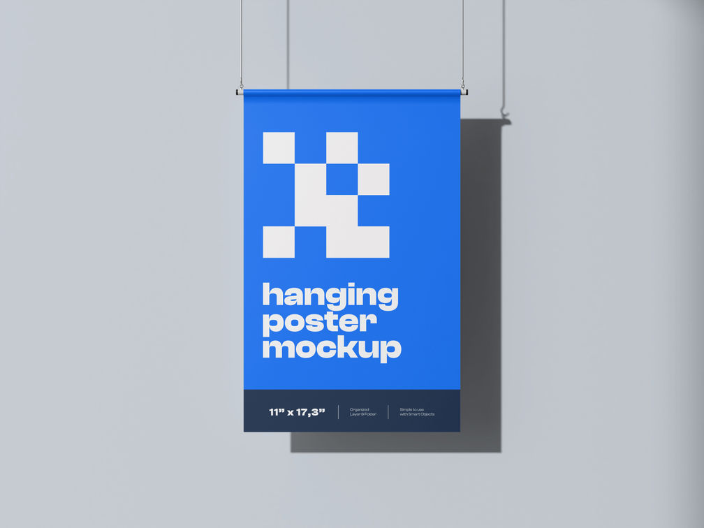 Hanging Poster Mockup Front View Preview 1