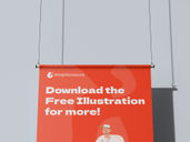 Hanging Poster Mockup Low Angle View Preview 3