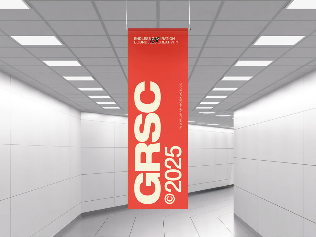 Indoor Hanging Banner Mockup Front View Preview 1