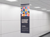 Indoor Hanging Banner Mockup Half Side View Preview 2
