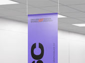 Indoor Hanging Banner Mockup Half Side View Preview 3