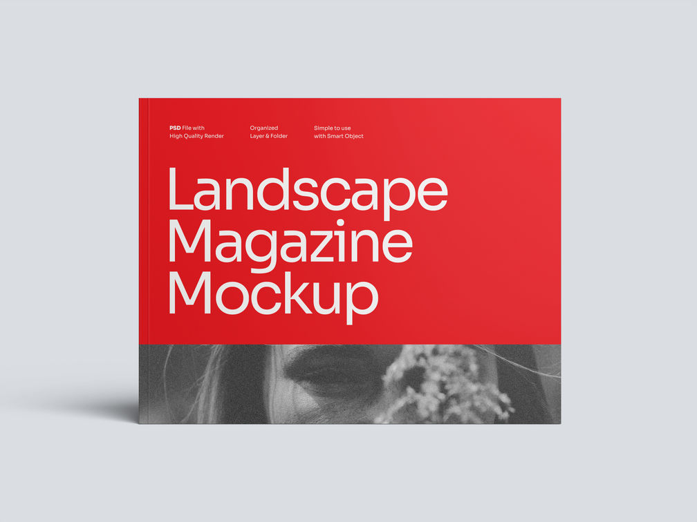 Landscape Magazine Mockup Front View Preview 1