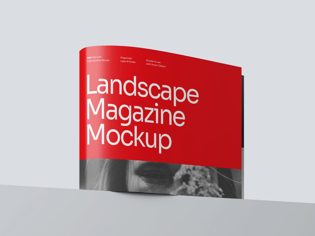 Landscape Magazine Mockup Low Angle View Preview 1