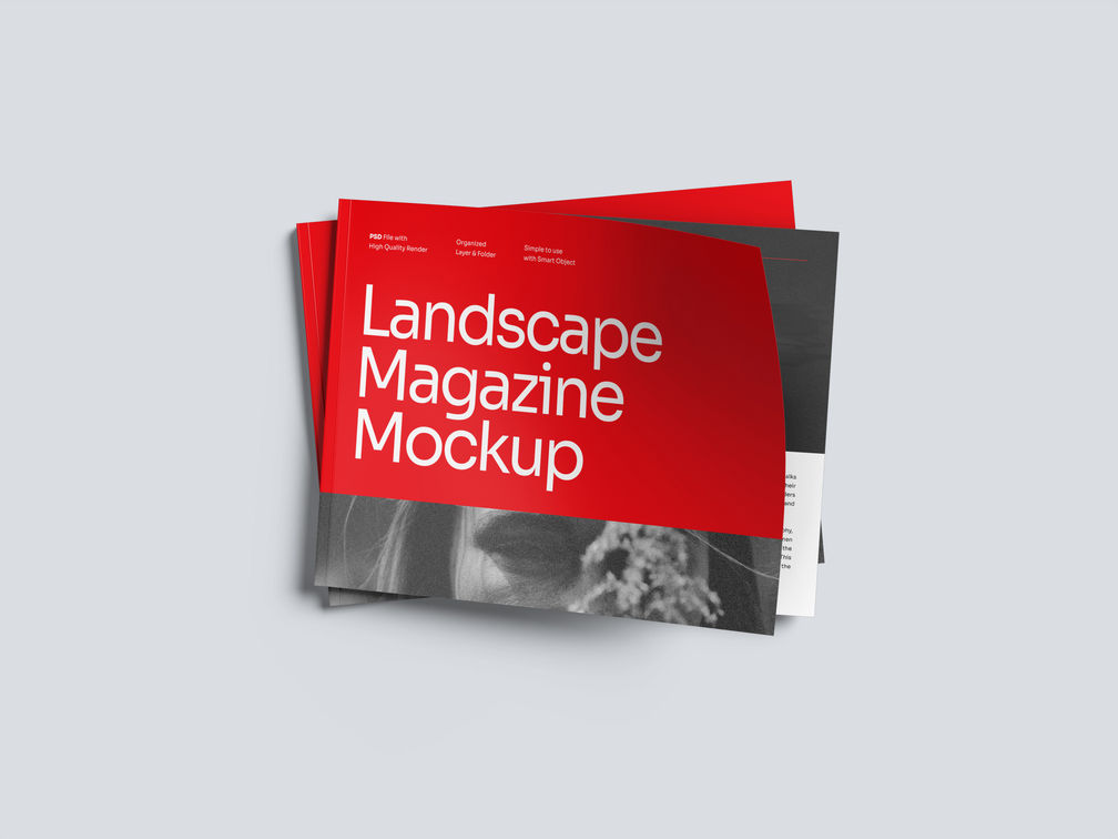 Landscape Magazine Mockup Top View Preview 1