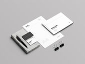 Letterhead 20business Card With Marble Mockup Isometric View Preview 2