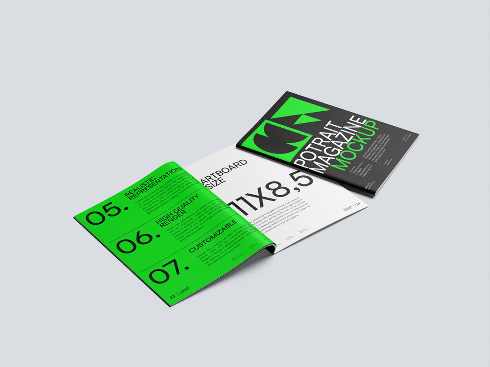 Magazine Portrait Mockup Half Side View Preview 1