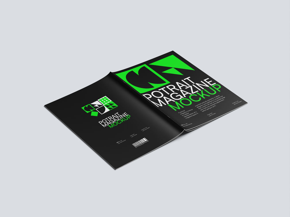 Magazine Portrait Mockup Isometric View Preview 1