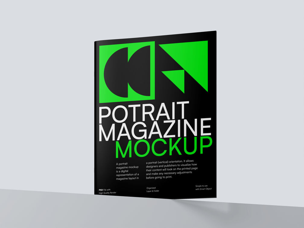 Magazine Portrait Mockup Low Angle View Preview 1