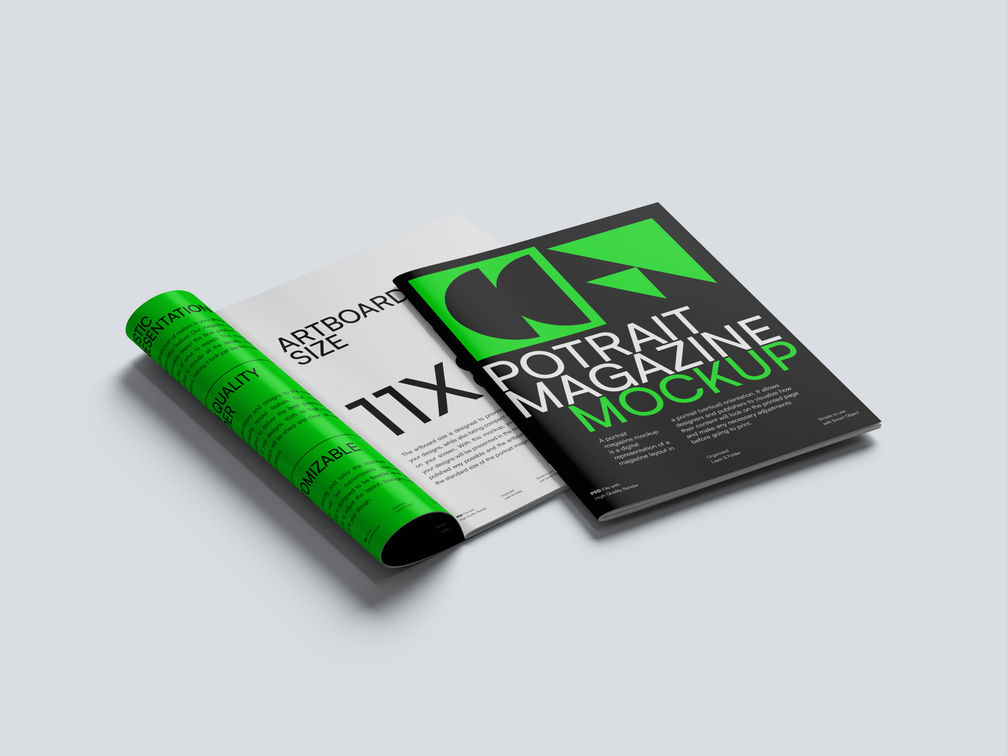 Magazine Portrait Mockup Stack It View View Preview 1