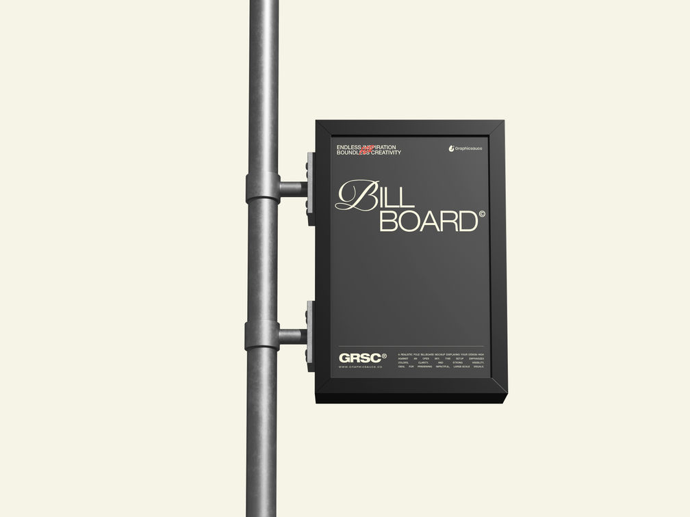 Outdoor Billboard Pole Sign Mockup Front View Preview 1