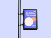 Outdoor Billboard Pole Sign Mockup Front View Preview 3