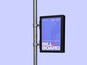 Outdoor Billboard Pole Sign Mockup Half Side View Preview 2