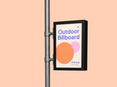 Outdoor Billboard Pole Sign Mockup Half Side View Preview 3