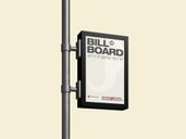 Outdoor Billboard Pole Sign Mockup Low Angle View Preview 2