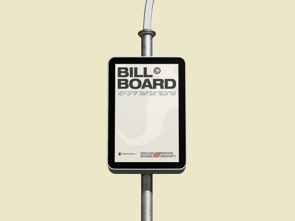 Outdoor Center Billboard Pole Sign Mockup Front View Preview 1