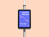 Outdoor Center Billboard Pole Sign Mockup Front View Preview 3