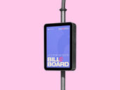 Outdoor Center Billboard Pole Sign Mockup Half Side View Preview 2