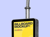 Outdoor Center Billboard Pole Sign Mockup Half Side View Preview 4