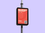 Outdoor Center Billboard Pole Sign Mockup Low Angle View Preview 2