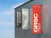 Outdoor Hanging Banner Mockup Half Side View Preview 2