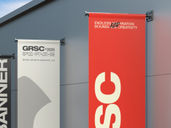 Outdoor Hanging Banner Mockup Half Side View Preview 3