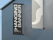 Outdoor Hanging Banner Mockup Low Angle View Preview 4