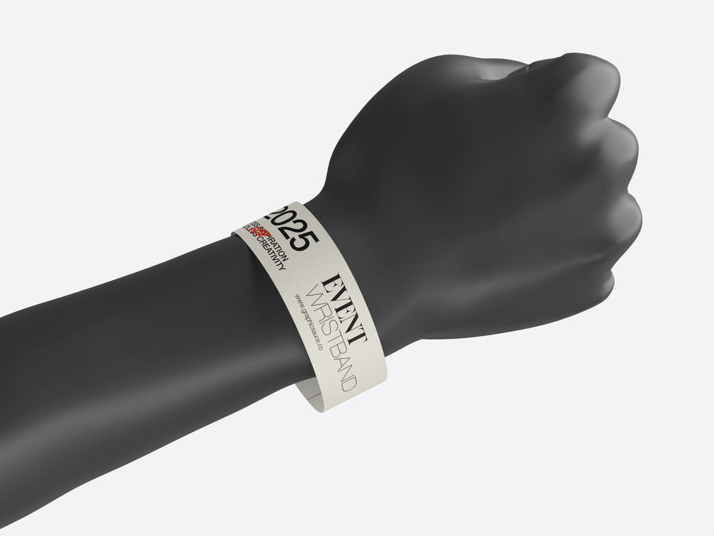 Paper Wristband Mockup Low Angle View Preview 1