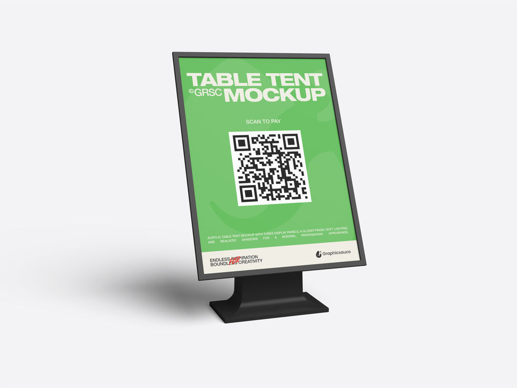 Plastic Table Tent Mockup Half Side View Preview 1