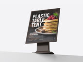 Plastic Table Tent Mockup Low Angle View Preview 3
