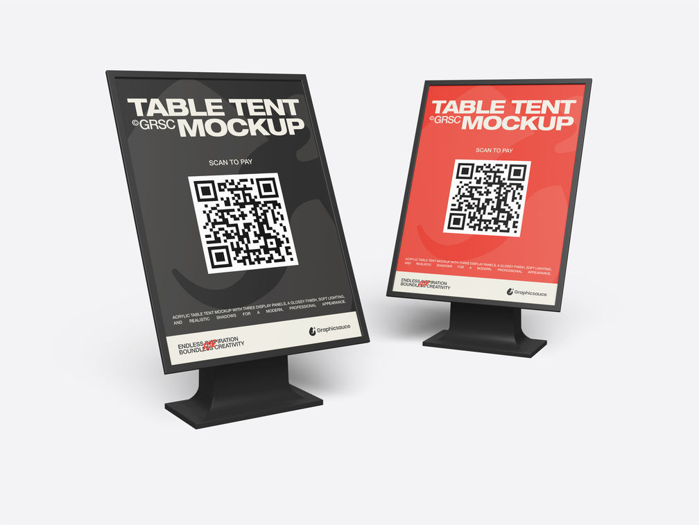 Plastic Table Tent Mockup Stack It View Preview 1