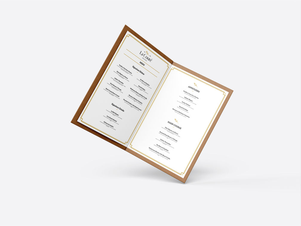 Restaurant Menu Book Mockup Flying View Preview 1