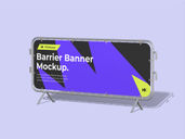 Rounded Barrier Banner Mockup Half Side View Preview 3