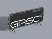 Rounded Barrier Banner Mockup Isometric View Preview 2