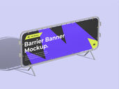 Rounded Barrier Banner Mockup Isometric View Preview 3